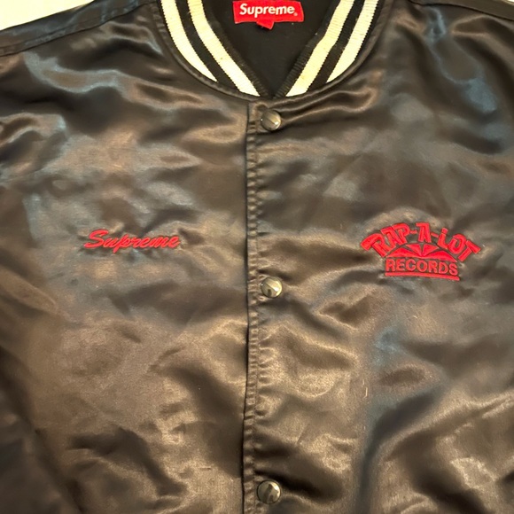 Supreme Rap-A-Lot Records Black Satin, Black & White Cuffs, Red Lettering Large - Picture 5 of 6